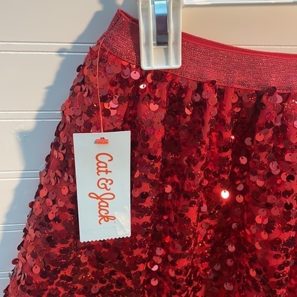 Cat & Jack skirt girls red sequin skirt New Size - Picture 4 of 12